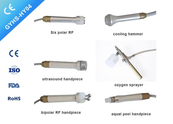 Bipolar 1MHZ  Ultrasonic Hydro Dermabrasion Machine Six Handpiece For Skin Moisturizing