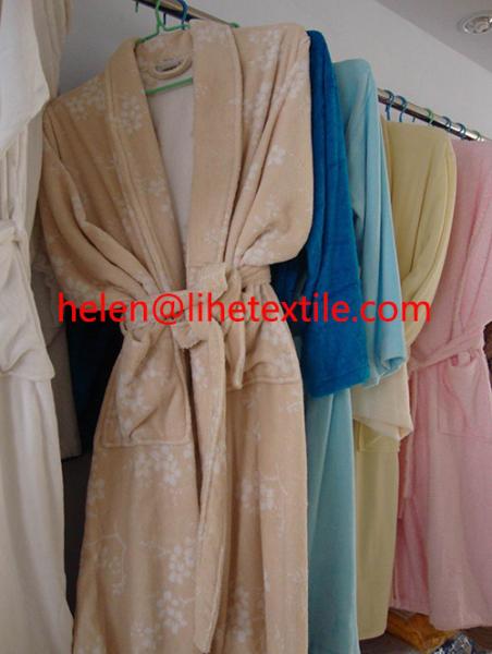 bathrobe , bath shirt , yellow , blue , white color , 100% cotton