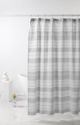 Polyester Cotton Jacquard Shower Curtain Grey Striped Shower Curtain