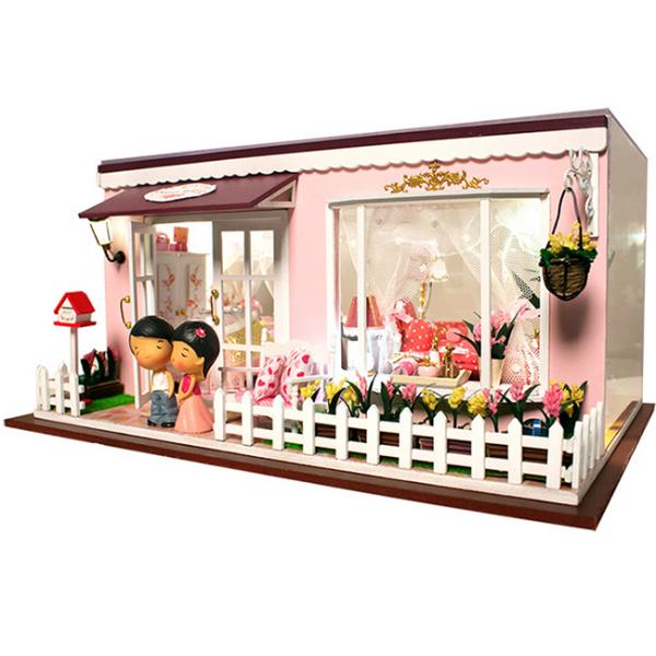 Dollhouse, DIY Lights House, Wooden Model, Education Romantic Full House, building model