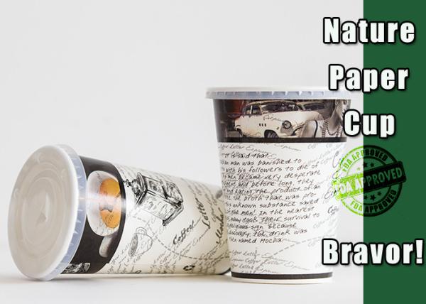 Single Wall Recyclable Paper Cups Food Grade 12 Oz PE Coated Good Printing