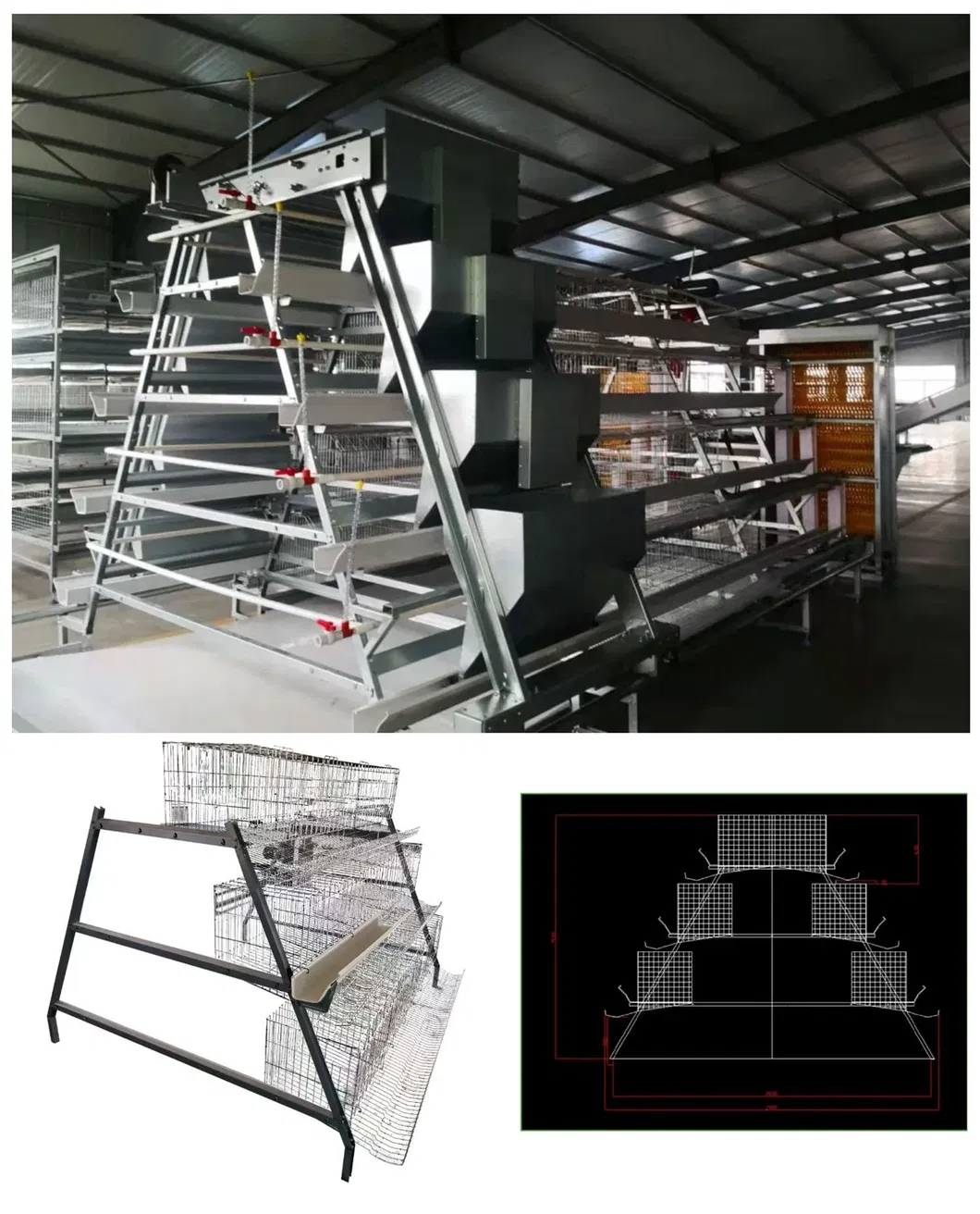 Hot Galvanized 3 Tiers 4 Tiers High Top A Type Layer Cage Chicken Brooder Box for Poultry Farming