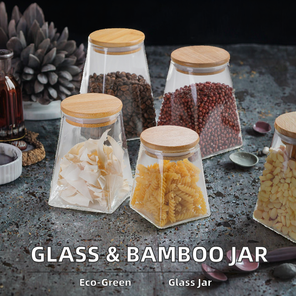 Customzied Square Bottom Borosilicate Glass Storage Jar For Coffee Beans And Condiments