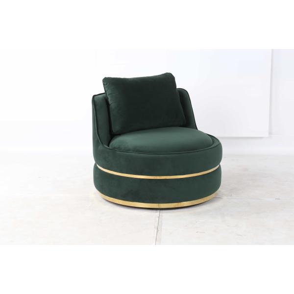 Standard Size Hotel Lobby Furniture Round Rotatable Italian Top Grade Velvet Single Lounge Chair
