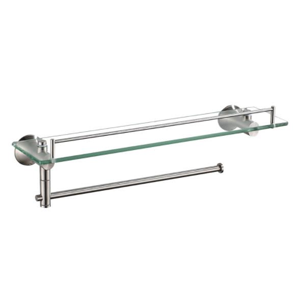 Single Layer Bathroom Towel Rack  Rectangular Glass Shelf With Towel Bar Shower