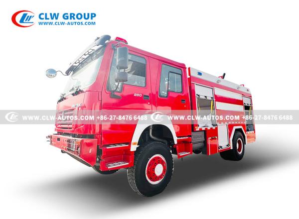 Caminhão do corpo dos bombeiros de HOWO 4x4 com 4000 - sistema de extinção de incêndios de alta pressão da água da espuma da água 6000L