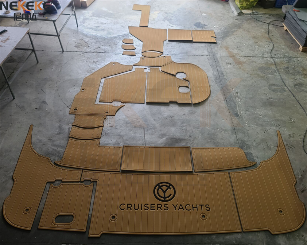 1999 Cruiser Yachts 3870 Express Swim Platform Cockpit EVA Faux Teak Deck Mat Marine Flooring Pad