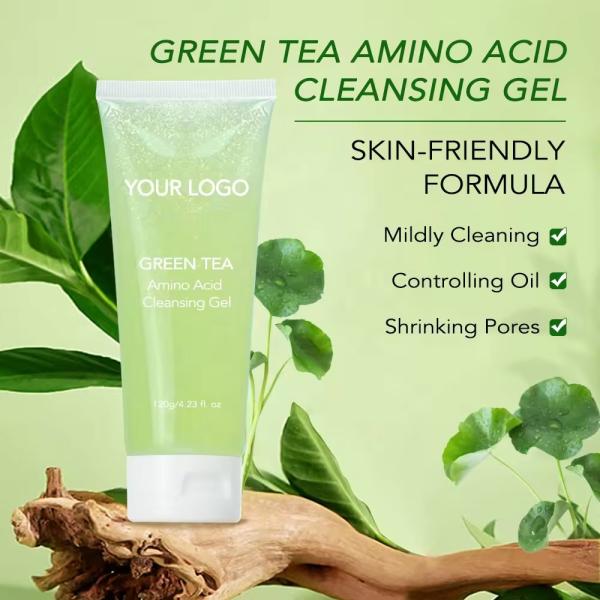 Jelly Face Cleaner Chá Verde Face Wash Aminoácido Gentle Hydropeptide Gel de Limpeza