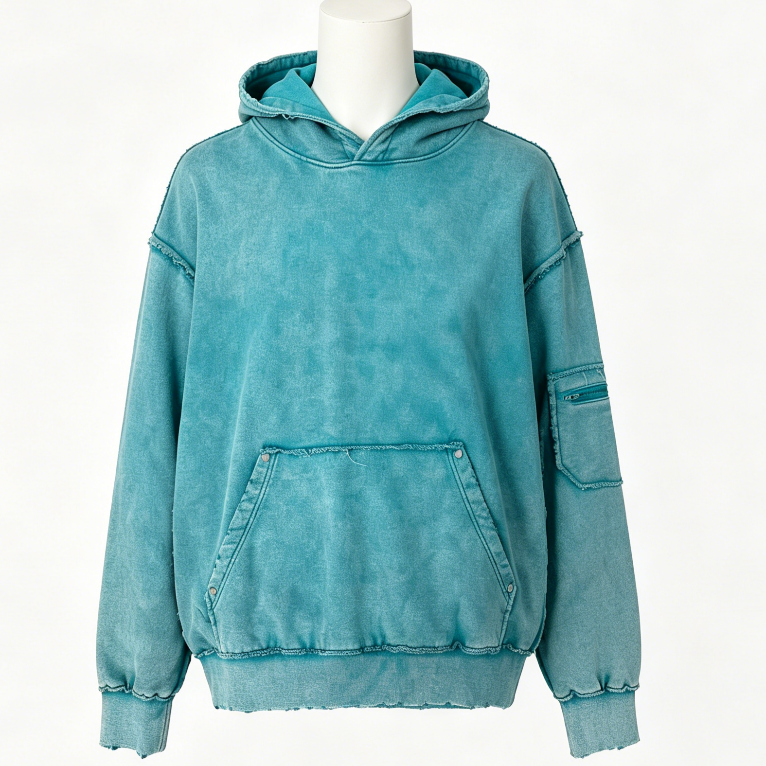 Vintage Raw Edge Acid Wash Hoodie French Terry Heavy Cotton Hoodie Oversized