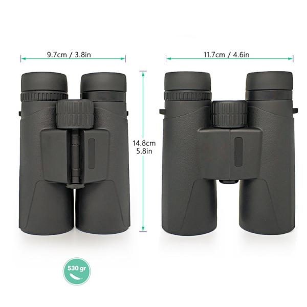 os binóculos pretos do poder superior do estojo compacto 10x42 encurtam para a caça dos adultos/que viaja