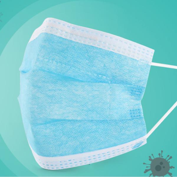 Blue 3 Ply Sterile Disposable Protective Mask With Earloop 17.5x9.5x14.5cm