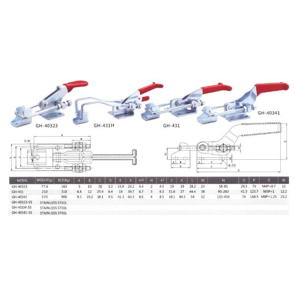 Adjustable Latch Toggle Clamp 431 Oil Resistance Rubber Handle Weight 210g