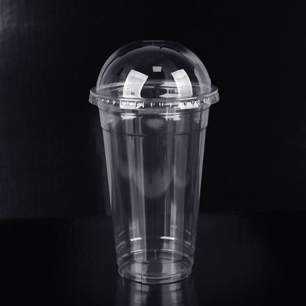 Disposable Custom Logo Printed Cold Coffee PET Plastic Cup Cups with Dome Lids