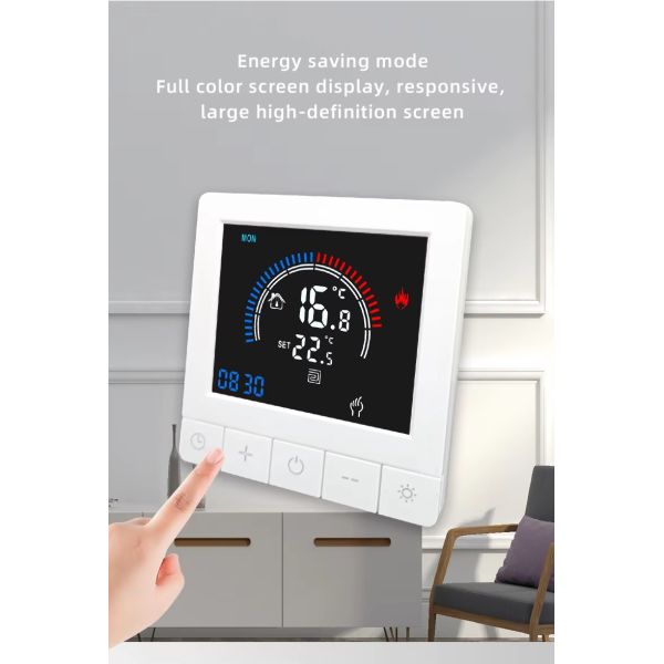 SIXWGH Tuya Smart Thermostat Wi-Fi App Control OLED Display Slider Design Voice Control 7-Day Schedule 16A Load Works Home