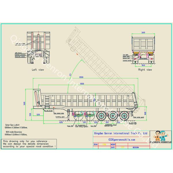3 Axles Rear Tipper Semi Trailer transport coal, ore, construction materials and other bulk goods