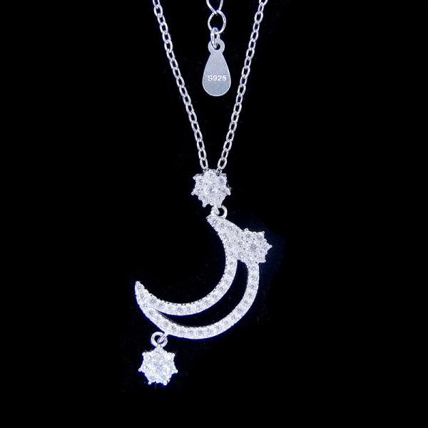 Applique Shape AAA Zircon 925 Silver Necklace For Children Birthday Present