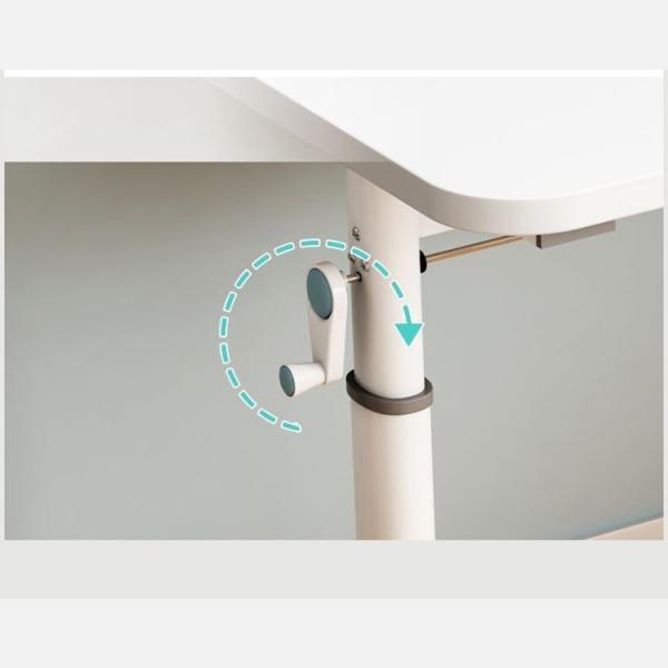 Height Adjustable Home Office Desk Children's White Wooden Study Table with Crank