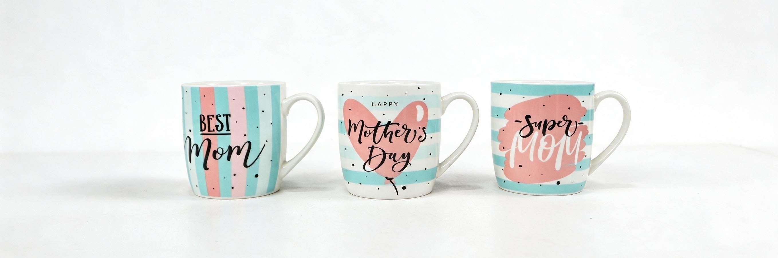 Mother's Day Striped Ceramic Coffee Mug, Best Mom Super Mom Printed Tea Cup, Sentimental Gift for Mom