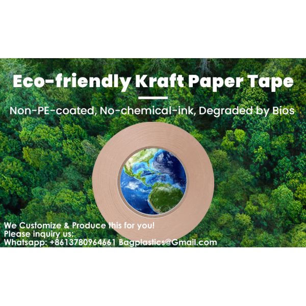 Eco-Friendly Kraft Paper Tape, Biodegradable Kraft Paper Tape, Recyclable Writable Packing Tape, Non-Coated Surface For Masking, Sealing