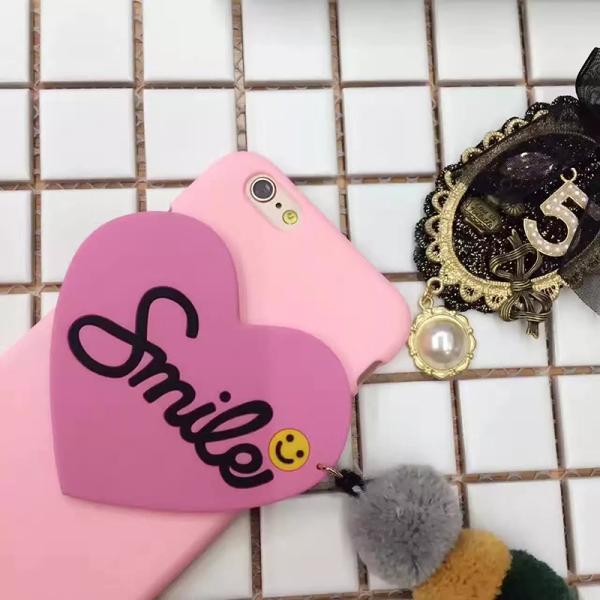 DIY Hard PC Smile Word Heart Pattern Small Hair Ball Tassel Back Cover Cell Phone Case For iPhone 7 6s Plus