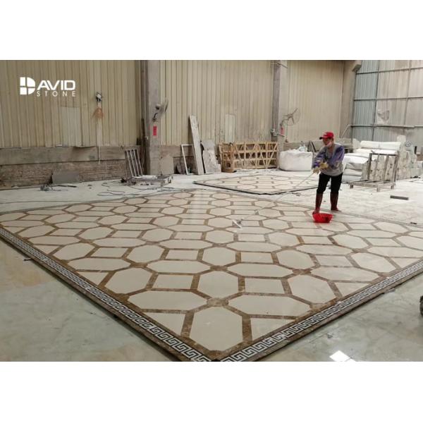 Water Jet Stone Floor Medallions Flower Design For High End Venues Decoration