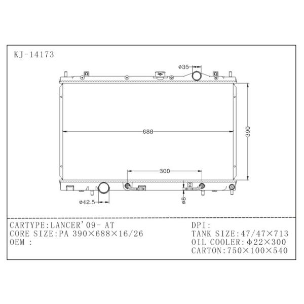 High Performance Aluminum Racing Radiator for Mitsubishi Of LANCER ' 2009-