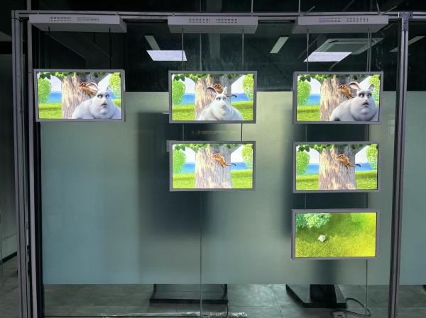 21.5 Inch Single-sided hanging window display 2000cd/M2 Brightness Full Hd Digital Signage Lcd