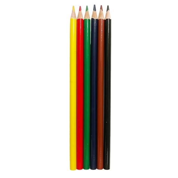 High Quality 7 Inch 6PCS Colored Students Painting Wood Round Shape Color Pencil