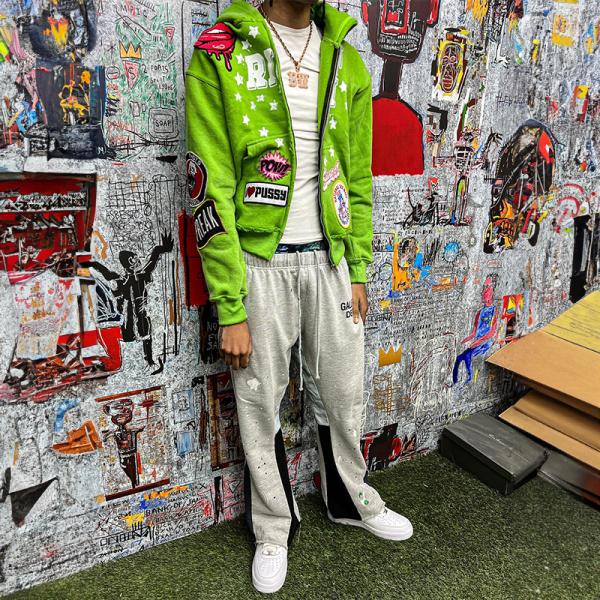 Camiseta con cierre de cerradura con bordado de aplicación para hombres de 200 gramos a 500 gramos