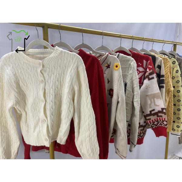 Second Hand Women's Cardigan Sweater Warm Button Mixed Style Fashion Casual
