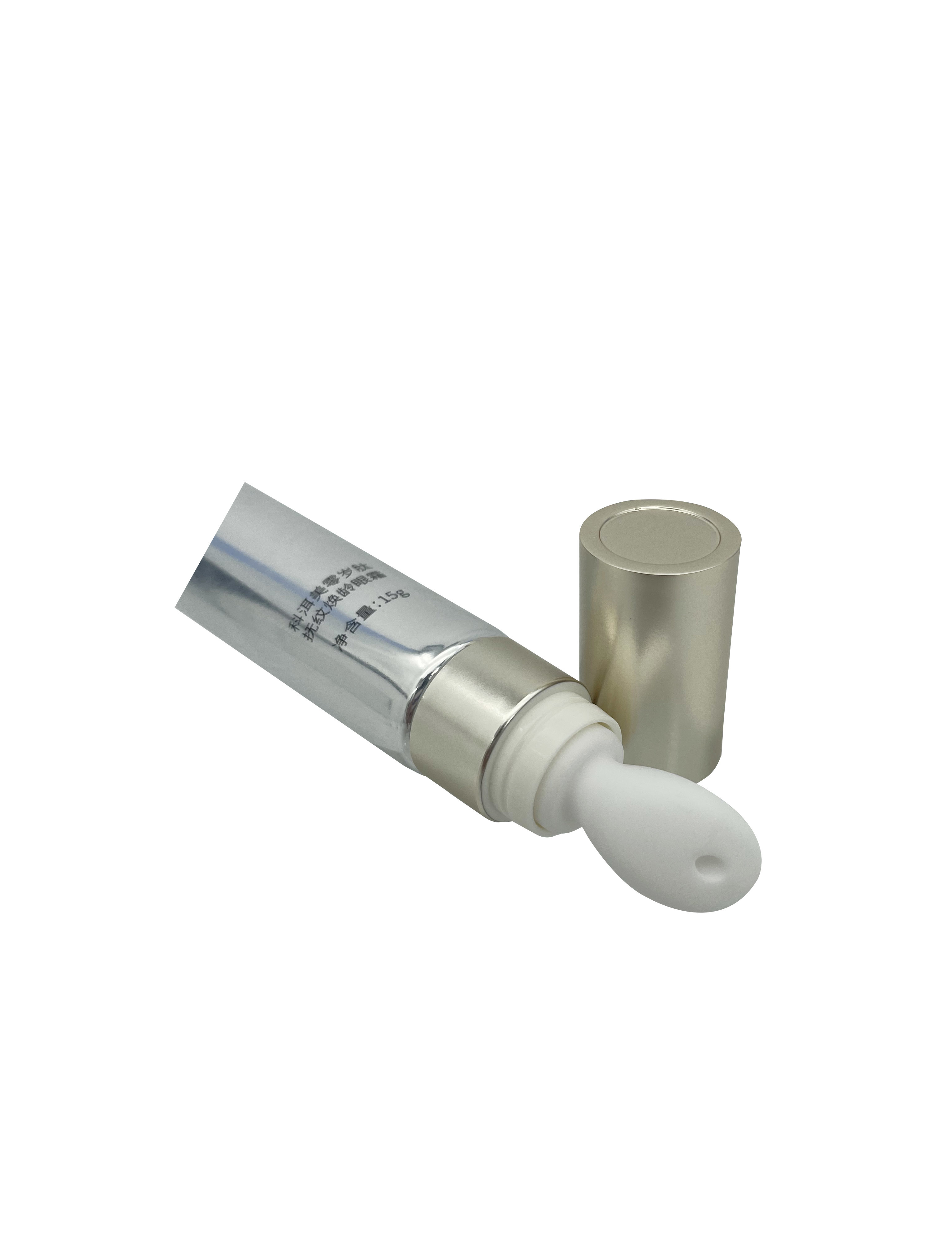 Eye Cream Spring Loaded Child Resistant Collapsible Aluminum Plastic Laminated Corrugated Metal Massage Tube