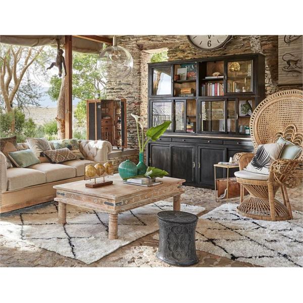 Wooden Rattan Arm Chair Outdoor Wicker Peacock Furniture