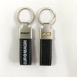 Real Leather Rectangle Key Chain Name Silk Screen Zinc Alloy Personalised Keychain