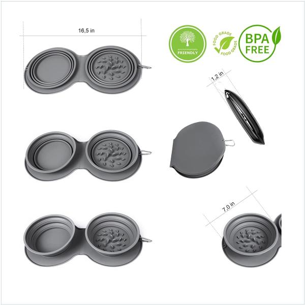 Циновка силикона шара любимца складного медленного фидера шара собаки перемещения двойная