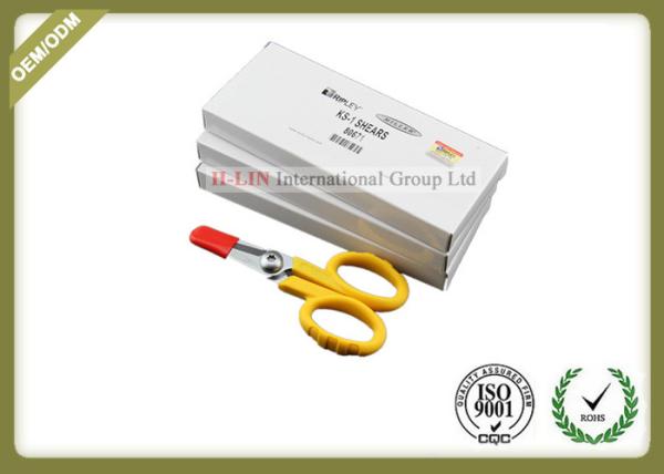 Straight Shape Fiber Optic Kevlar Cutter With Sawtooth Yellow Color
