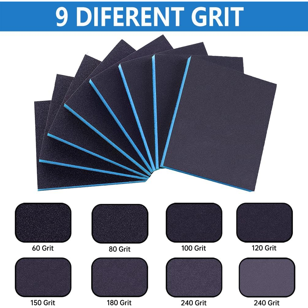 120*100*12mm Blue Double-Sided Sponge Sanding Block with High-Efficiency Sanding Performance