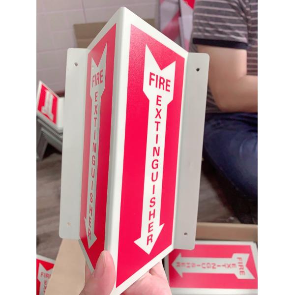 Aluminum Folded Photoluminescent Fire Signs Extinguisher Down Arrow Glow In The Dark