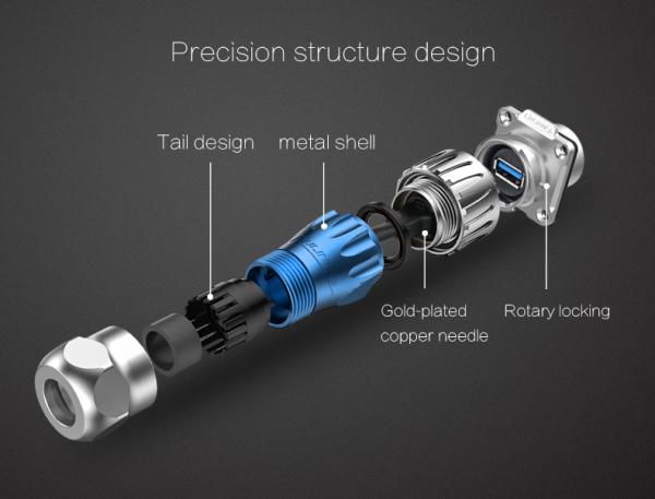 China Manufacturers Wholesale Multi USB IP68 Connector Cable Waterproof Mounting Part USB Connectors