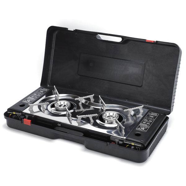 Outdoor Camping High Quality 2-in-1 Double Burner Gas Stove Kit Portable Lightweight Safety Propane Butane Gas Stove