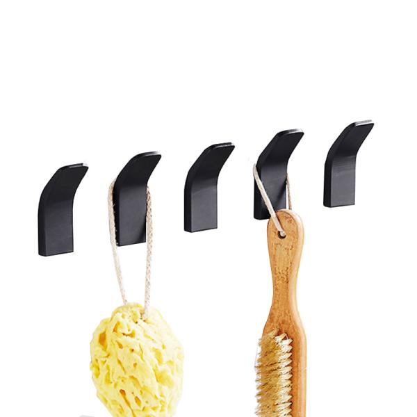 Commercial Bathroom Towel Rack  Stick On Wall Black Adhesive Hooks Easy Install