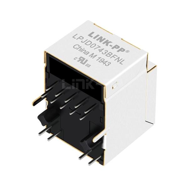 LPJD0743BFNL 1000 Base-T RJ45 prise verticale avec magnétique vert/diodes LED vertes