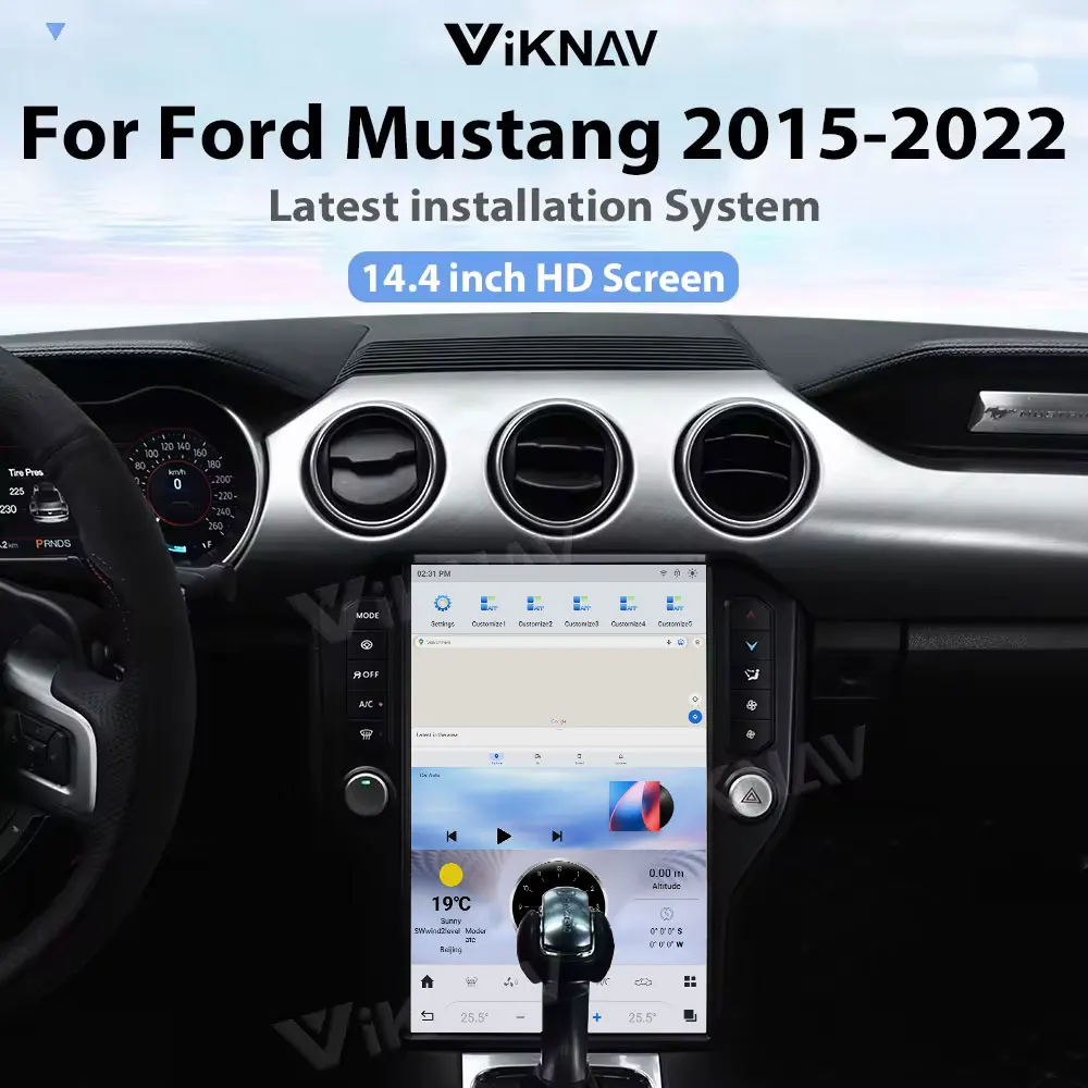 Автомагнитола Viknav 14,4 дюйма с сенсорным экраном для Ford Mustang 2015-2022, мультимедийный плеер, головное устройство, GPS-навигация, автомобильная стереосистема