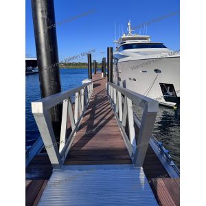 Marine Aluminum Gangway with 1.1m Height Handrails and WPC Decking for Floating Dock Access