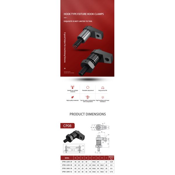 Swing Clamp CP08 Hook Type Fixture Hook Clamps  For Easy Loading When Top Clamping