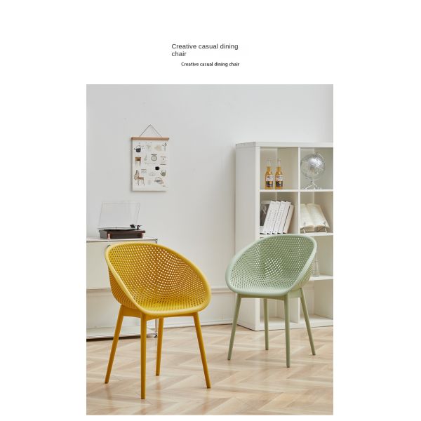 Modern Lightweight Portable Accent Chair for Dining Office Living Room Waterproof Thickened Plastic Patio Balcony Lounge