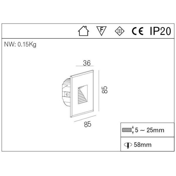 Waterproof Led Stair Light Warm White Step Light Led Indoor And Outdoor Wall LED Lighting