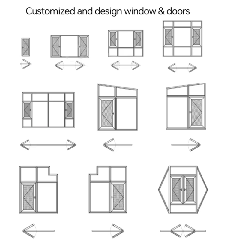 Soundproof Thermal Break Aluminum Alloy Casement windows Custom Windows Doors windows Aluminium Accessories for House