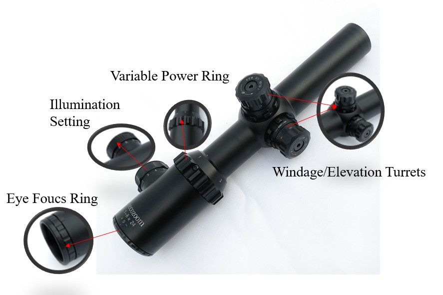 OEM Riflescope объема TONBUTE 1-8x24 SFP военный охотясь/ODM для стрельбы
