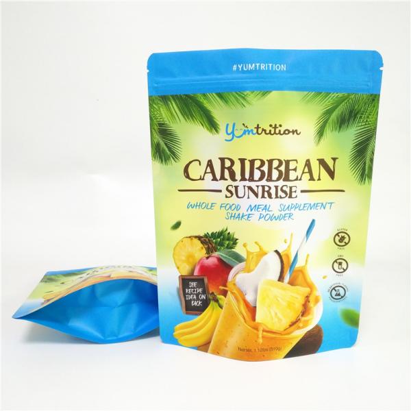 Resealable Food Packaging Aluminum Foil Bags Plastic Doypack Supplement Powder With Zipper
