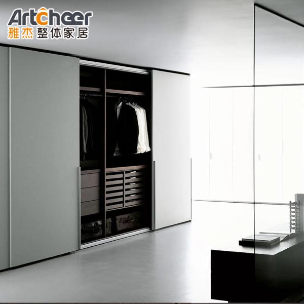 Bedroom Furniture Modern White Clothes Wardrobe with Storage Wall Design Slide Door